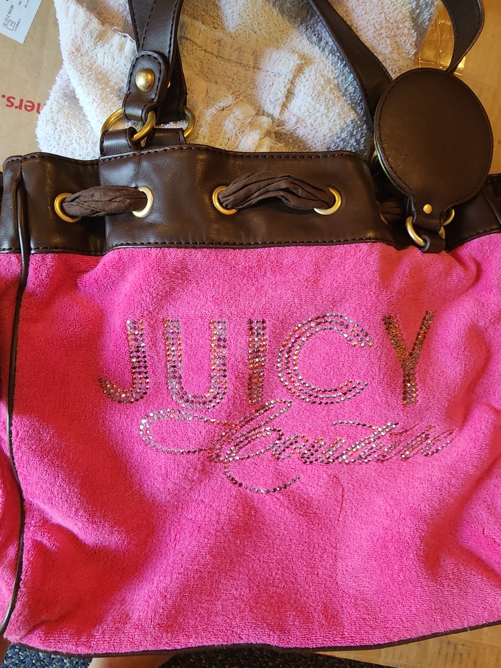 ✨️Vintage Juicy Couture Pink Shoulder Bag with Brown Trim